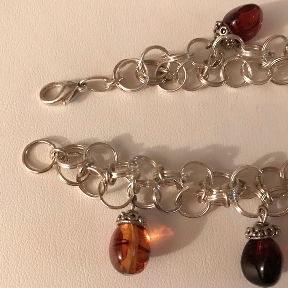 Handmade Silver Loop Charm Bracelet 8” - Picture 5 of 5